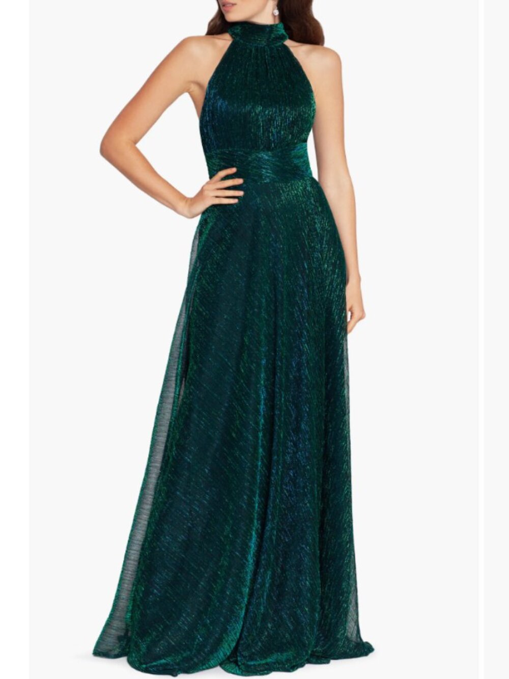 Like New Metallic Sleeveless Halter Neck Open Back Gown Nordstrom - Betsy & Adam